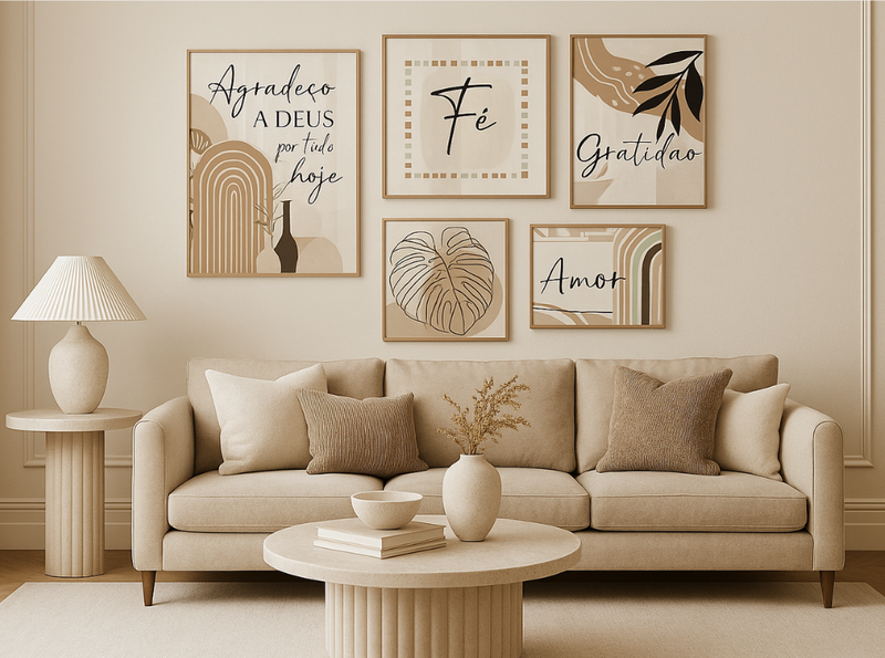 Kit Decorativo Premium – Fé, Amor e Gratidão